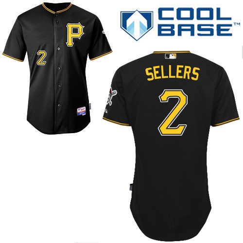 Justin Sellers #2 MLB Jersey-Pittsburgh Pirates Men's Authentic Alternate Black Cool Base Baseball Jersey